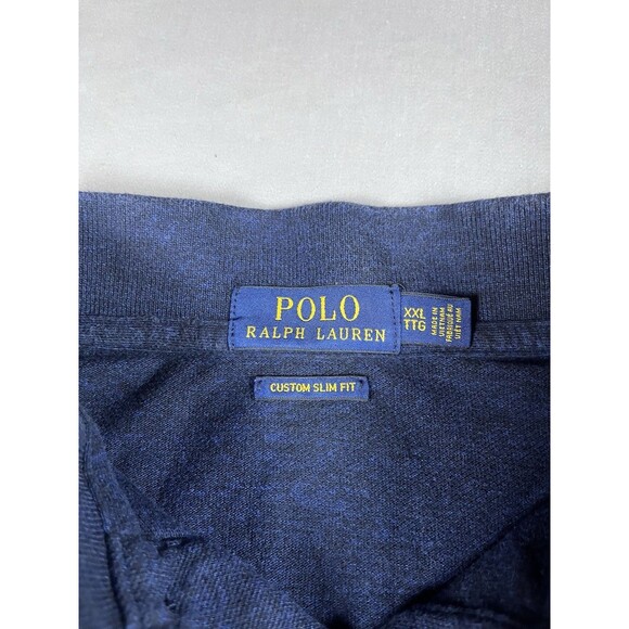 Polo Ralph Lauren XXL Custom Slim Fit Mesh Polo Shirt Blue Heather Light Pony - Picture 5 of 10